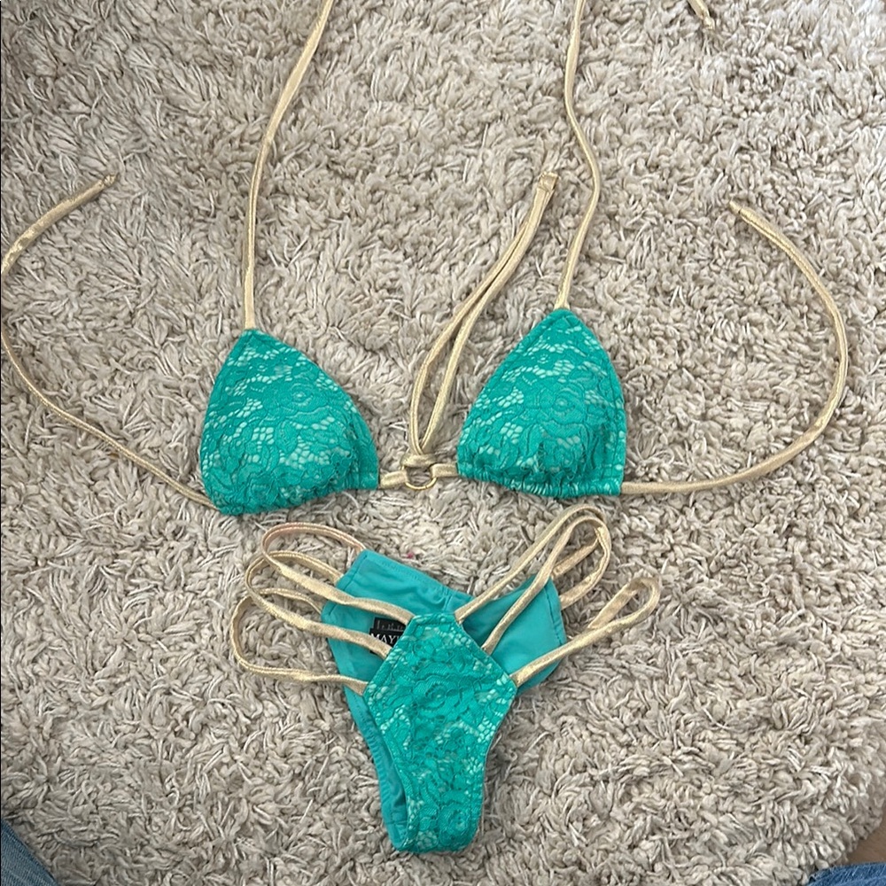 Teal Lace Bikini Set